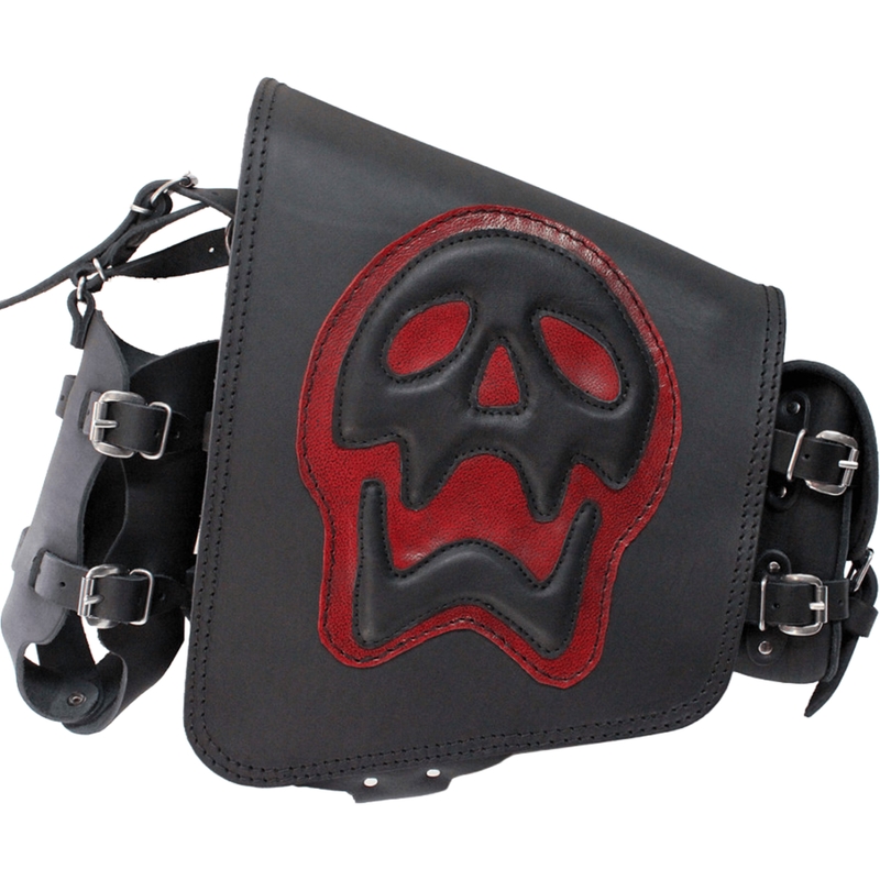 RSA S493 Skull H-D Softail motoros bőrtáska fekete-piros