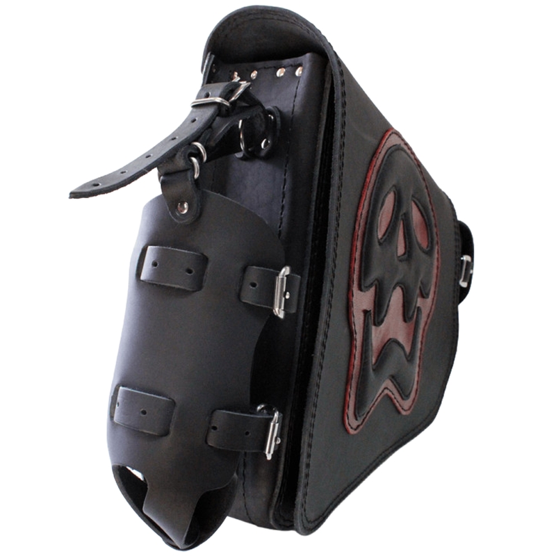 RSA S493 Skull H-D Softail motoros bőrtáska fekete-piros