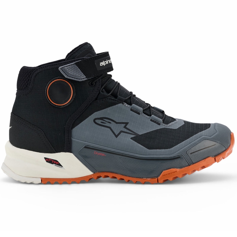 Alpinestars CR-X Drystar motoros cipő fekete-sötétszürke-narancssárga