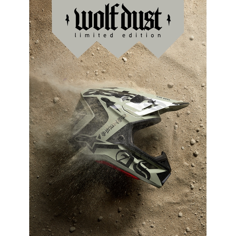 Alpinestars Supertech S-M7 limitált kiadású Wolf Dust motokrossz bukósisak homokos-fekete