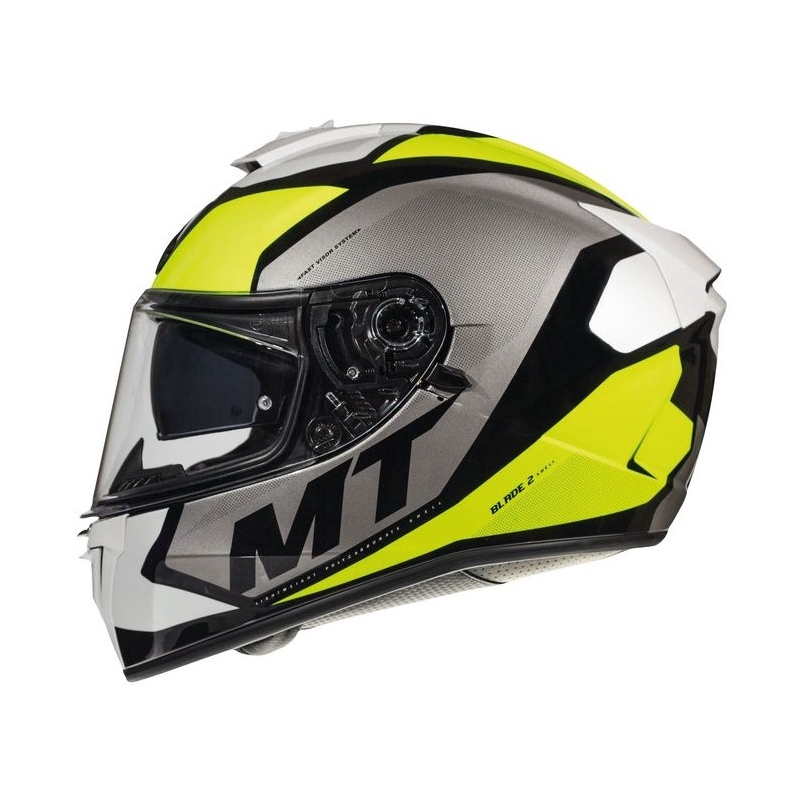 Integrált motoros sisak MT Blade 2 SV Trick fehér-szürke-fluo sárga eladó kiárusítás