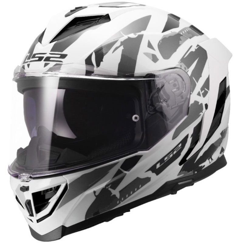 LS2 FF818 Storm III Kaos zárt motoros bukósisak fehér-szürke