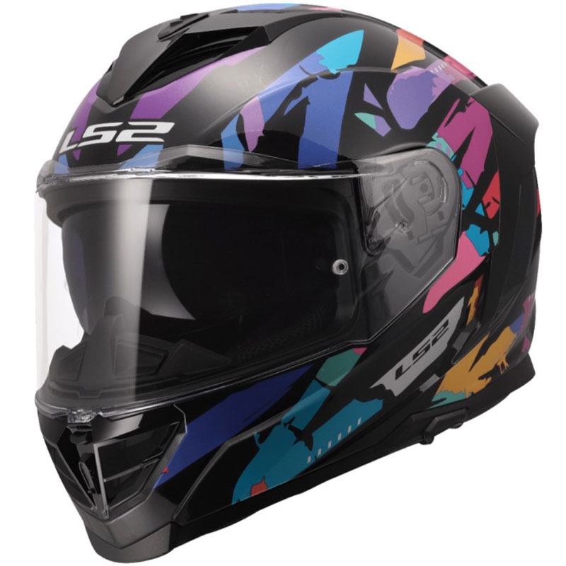 LS2 FF818 Storm III Kaos zárt motoros bukósisak fekete-lila-kék