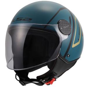 LS2 OF558 Sphere Lux II Minimum nyitott motoros bukósisak sötét kékeszöld