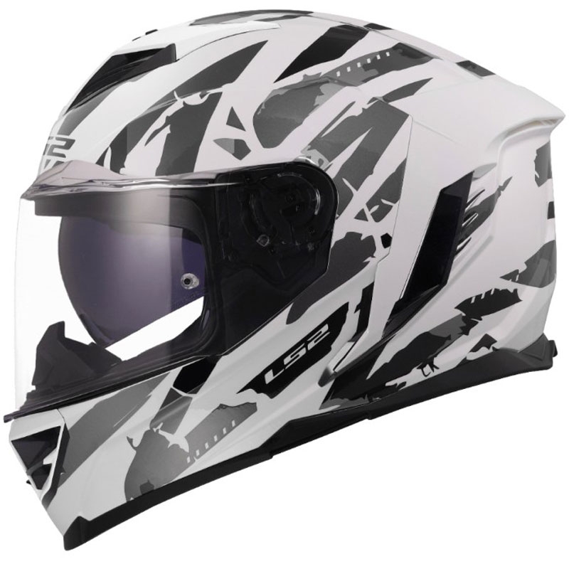 LS2 FF818 Storm III Kaos zárt motoros bukósisak fehér-szürke