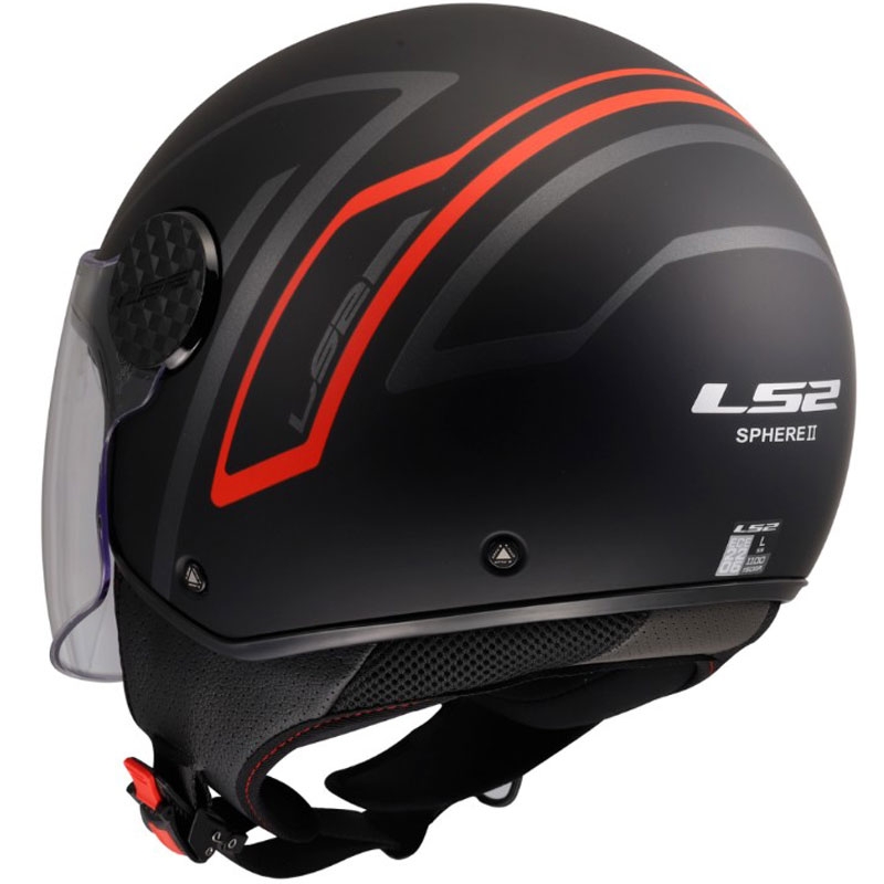 LS2 OF558 Sphere Lux II Minimum nyitott motoros bukósisak fekete-piros