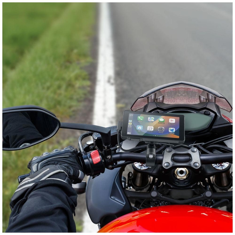 Interphone RideSync telefon tükröző kijelző motorkerékpárhoz védőüveggel fekete