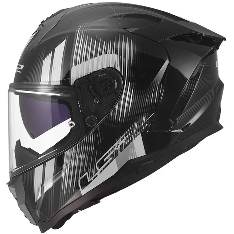 LS2 FF817 Challenger II Nitro zárt motoros bukósisak fényes fekete-szürke