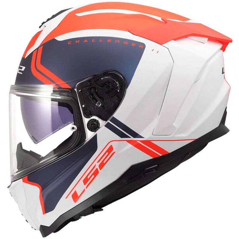 LS2 FF817 Challenger II Titan zárt motoros bukósisak matt fehér-kék-piros