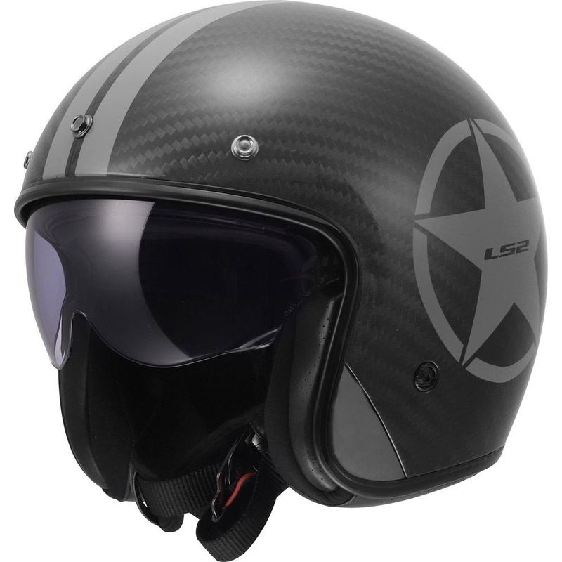 LS2 OF601 Bob II Carbon Star nyitott motoros bukósisak fényes szürke