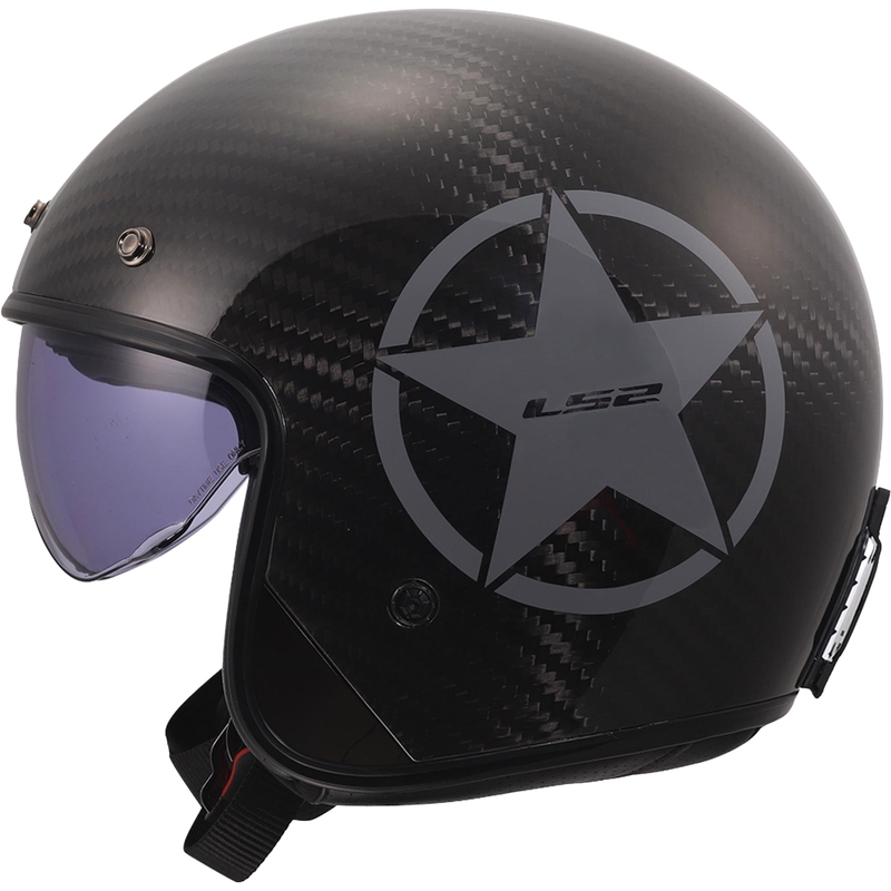 LS2 OF601 Bob II Carbon Star nyitott motoros bukósisak fényes szürke