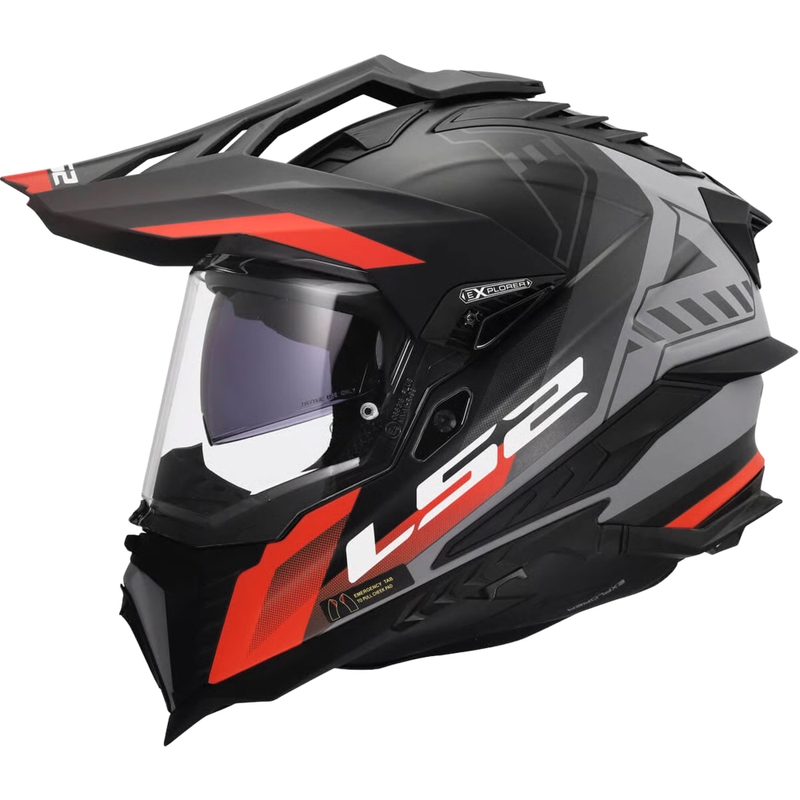 LS2 MX701 Explorer Hexa enduro bukósisak matt fekete-piros-szürke
