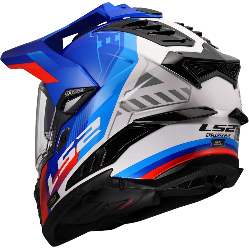 LS2 MX701 Explorer Hexa enduro bukósisak fényes fehér-kék-piros