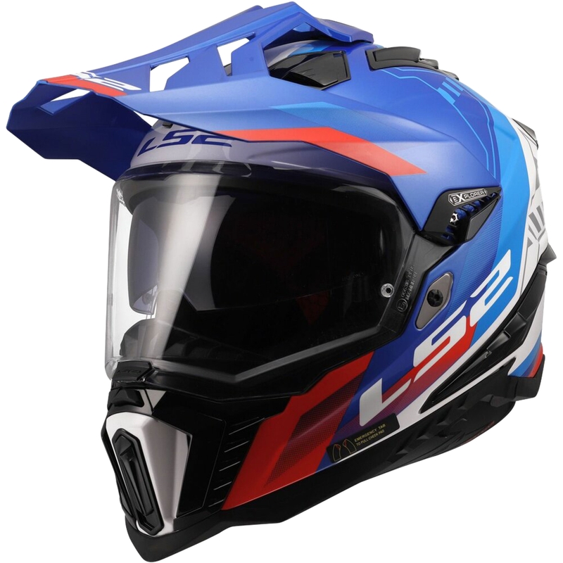 LS2 MX701 Explorer Hexa enduro bukósisak fényes fehér-kék-piros