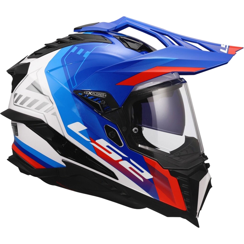 LS2 MX701 Explorer Hexa enduro bukósisak fényes fehér-kék-piros