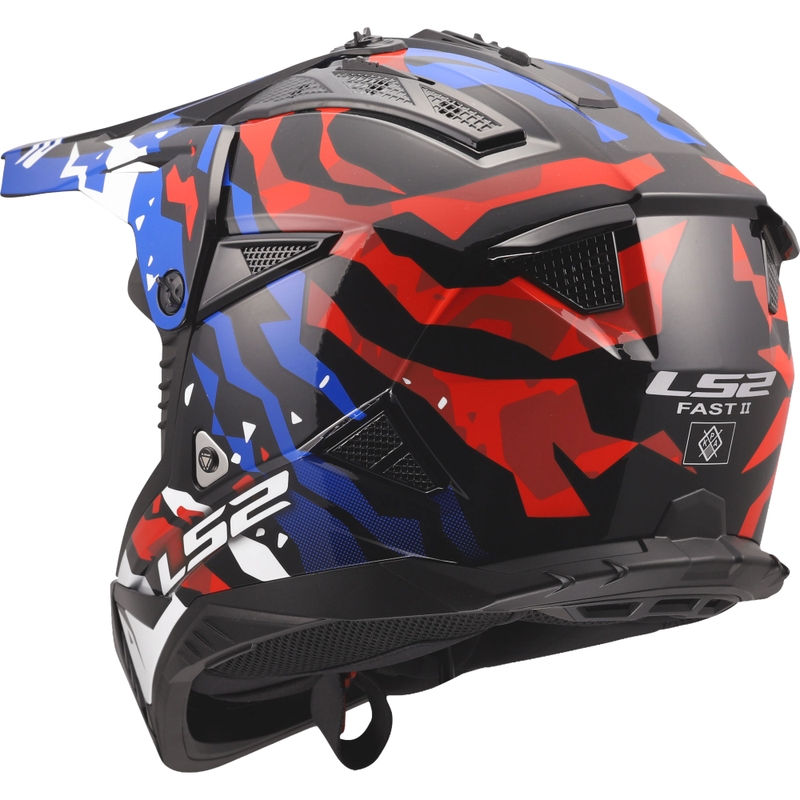 LS2 MX708 Fast II Grotesk motokrossz bukósisak fényes fehér-kék-piros