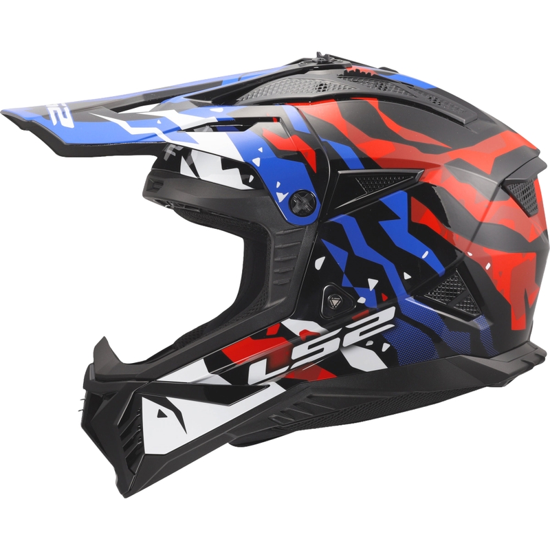 LS2 MX708 Fast II Grotesk motokrossz bukósisak fényes fehér-kék-piros