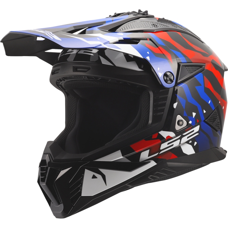 LS2 MX708 Fast II Grotesk motokrossz bukósisak fényes fehér-kék-piros