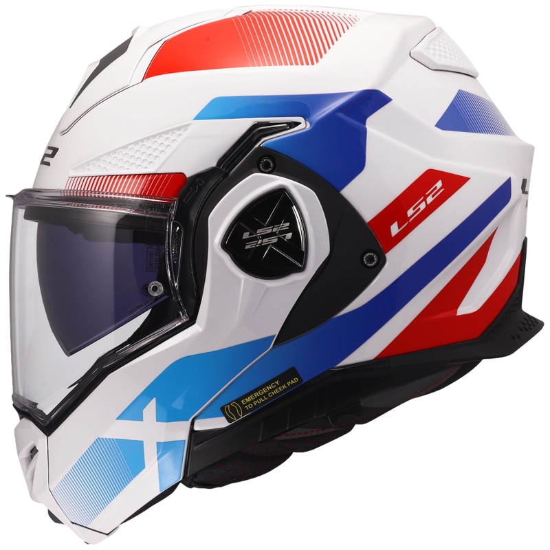 LS2 FF901 Advant X Nova hátrahajtható állú motoros bukósisak fényes fehér-kék-piros