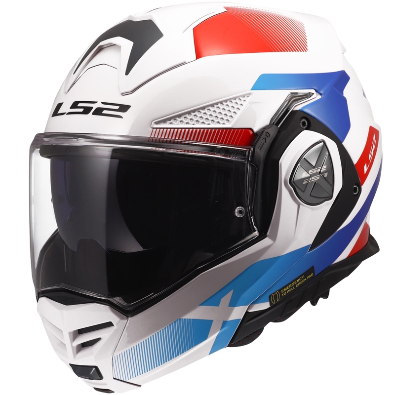 LS2 FF901 Advant X Nova hátrahajtható állú motoros bukósisak fényes fehér-kék-piros