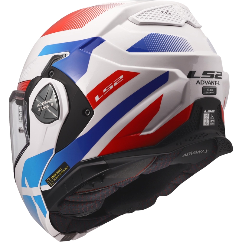 LS2 FF901 Advant X Nova hátrahajtható állú motoros bukósisak fényes fehér-kék-piros