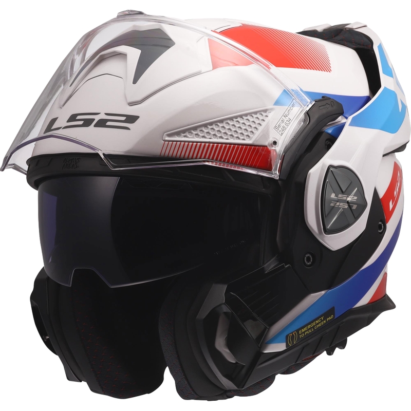 LS2 FF901 Advant X Nova hátrahajtható állú motoros bukósisak fényes fehér-kék-piros