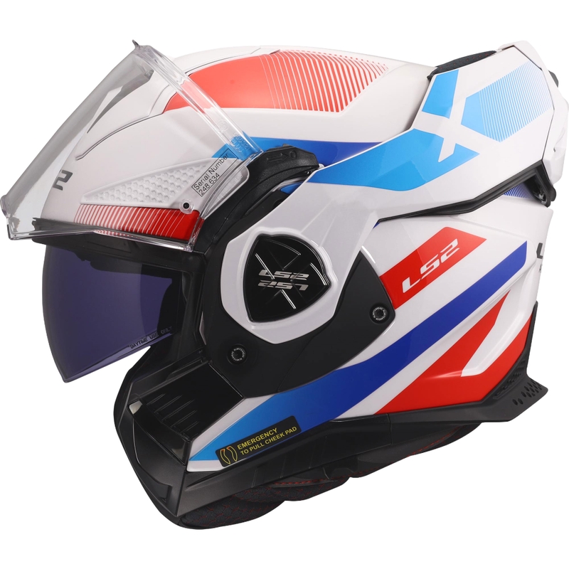 LS2 FF901 Advant X Nova hátrahajtható állú motoros bukósisak fényes fehér-kék-piros