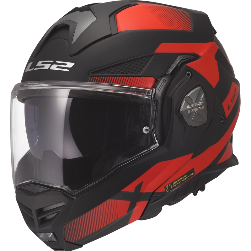 LS2 FF901 Advant X Nova hátrahajtható állú motoros bukósisak matt fekete-piros