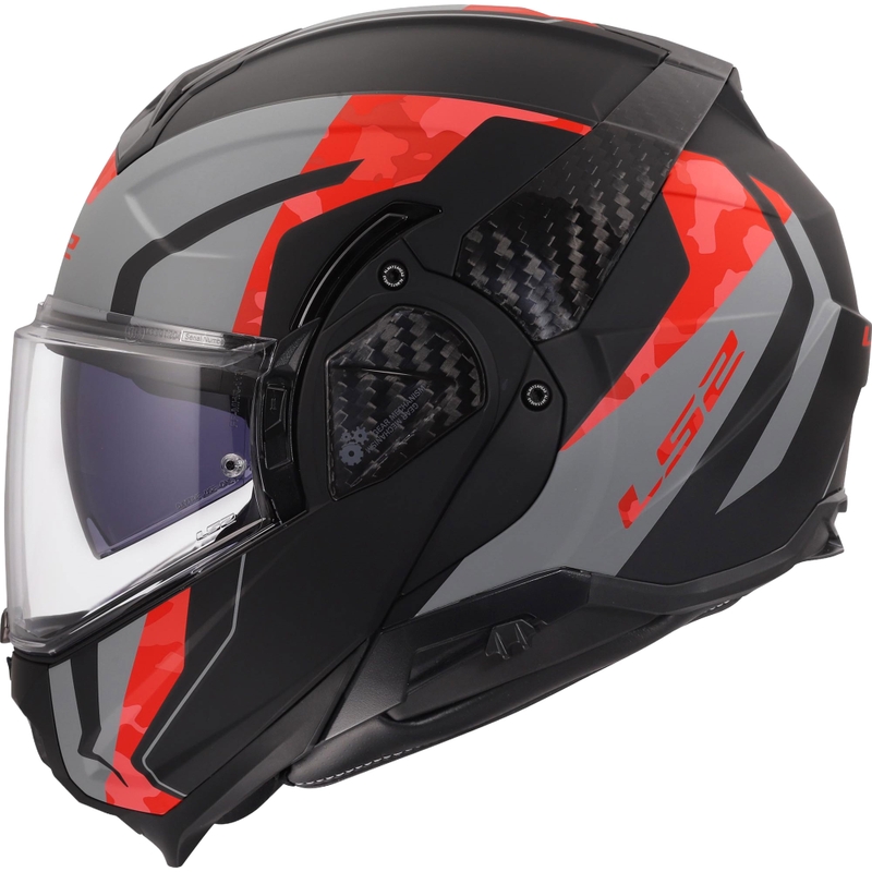 LS2 FF910 Advant II Glide hátrahajtható állú motoros bukósisak matt fekete-szürke-piros