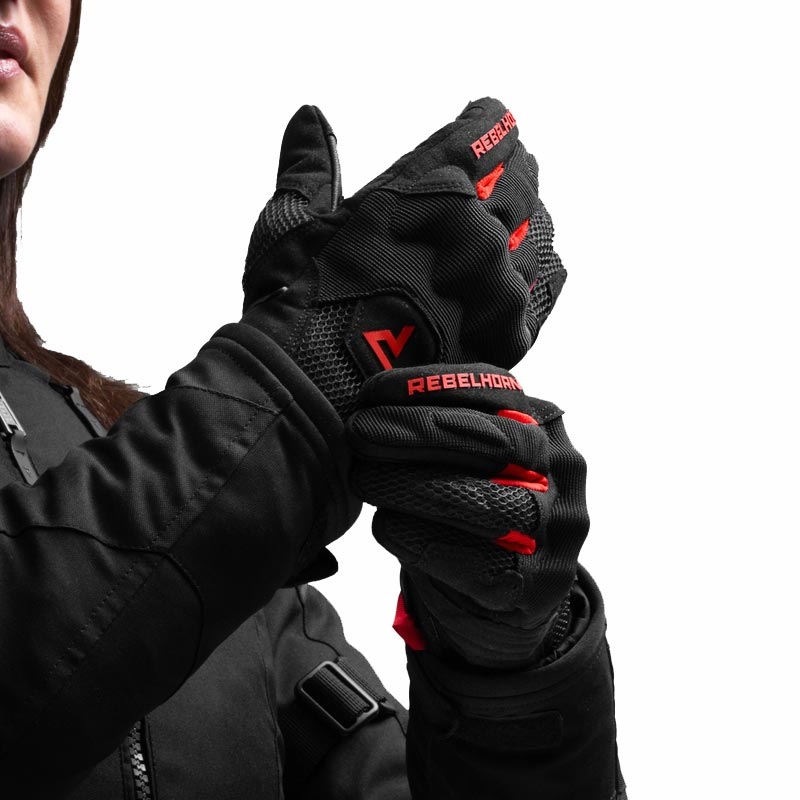 Rebelhorn Core női motoros kesztyű fekete-piros