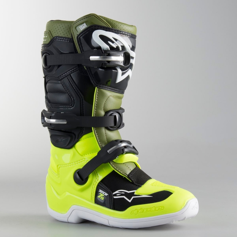 Gyerek motoros csizma Alpinestars Tech 7 S fekete-zöld-fluo sárga