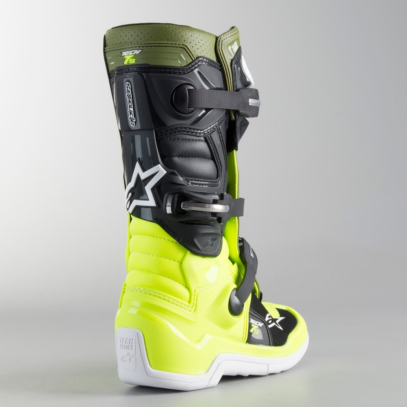 Gyerek motoros csizma Alpinestars Tech 7 S fekete-zöld-fluo sárga