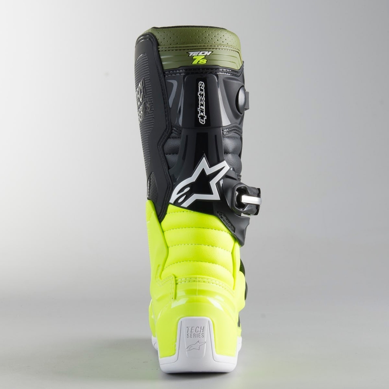 Gyerek motoros csizma Alpinestars Tech 7 S fekete-zöld-fluo sárga