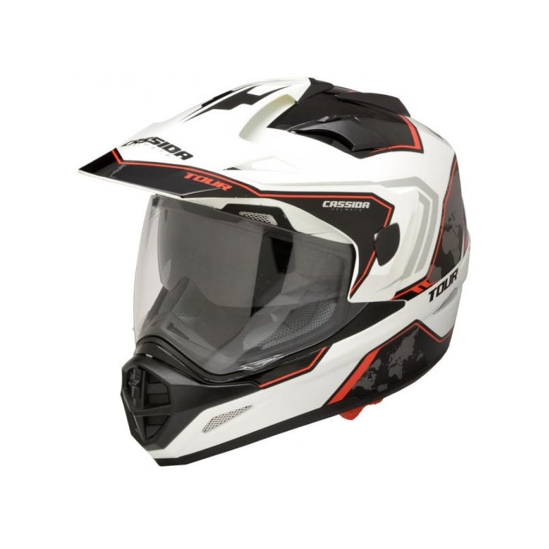 Enduro sisak Cassida Tour Globe fehér-fekete-piros