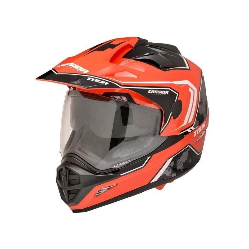 Enduro sisak Cassida Tour Globe fekete-fehér-neonvörös