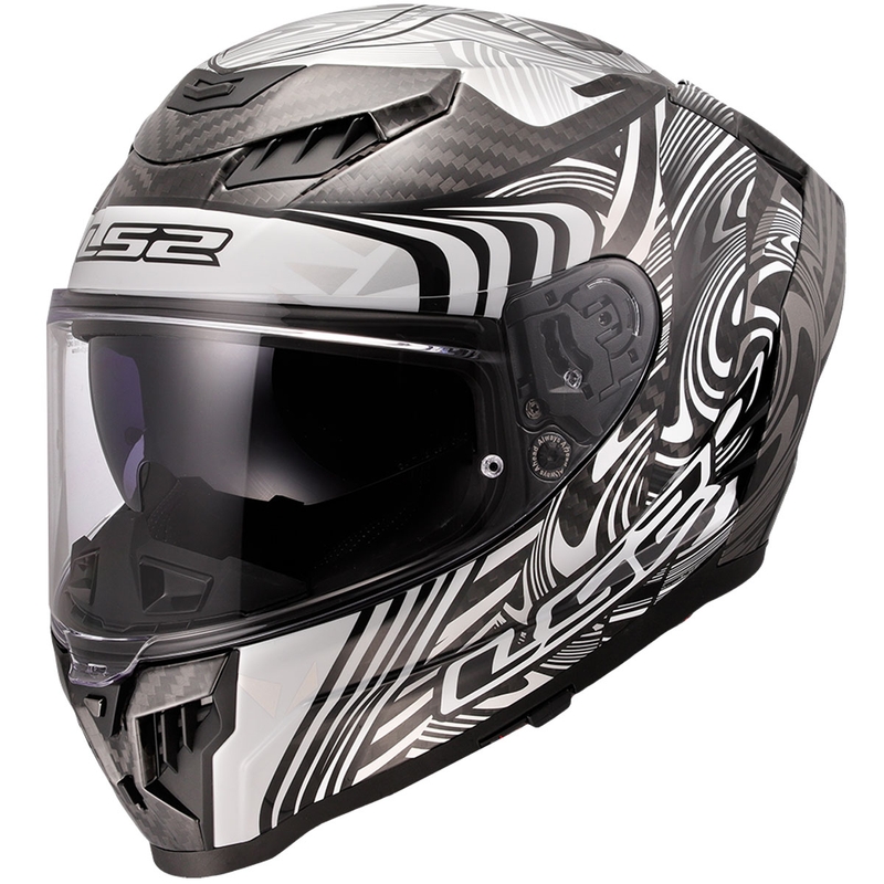 LS2 FF807 Dragon Carbon Enthum motoros zárt bukósisak fényes ezüst