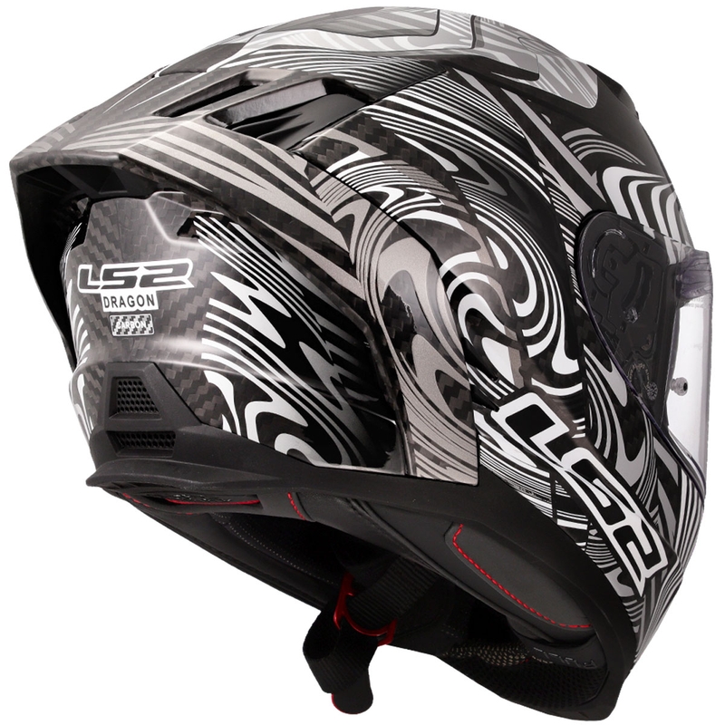 LS2 FF807 Dragon Carbon Enthum motoros zárt bukósisak fényes ezüst