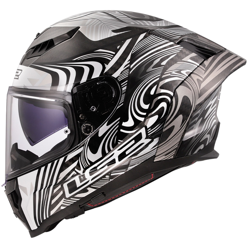 LS2 FF807 Dragon Carbon Enthum motoros zárt bukósisak fényes ezüst