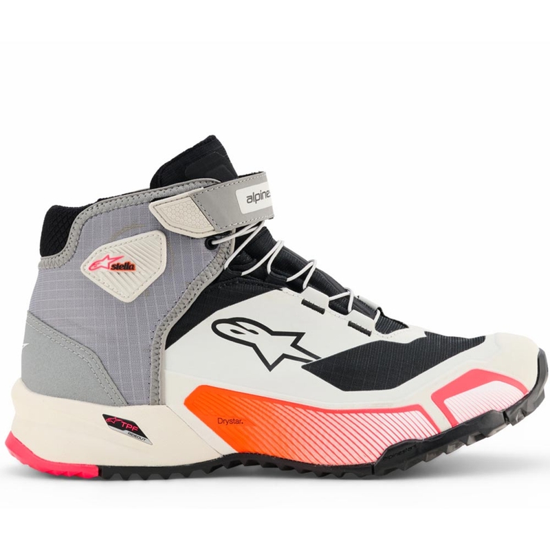 Alpinestars Stella CR-X Drystar női motoros cipő fehér-világosszürke-fekete-fluo rózsaszín