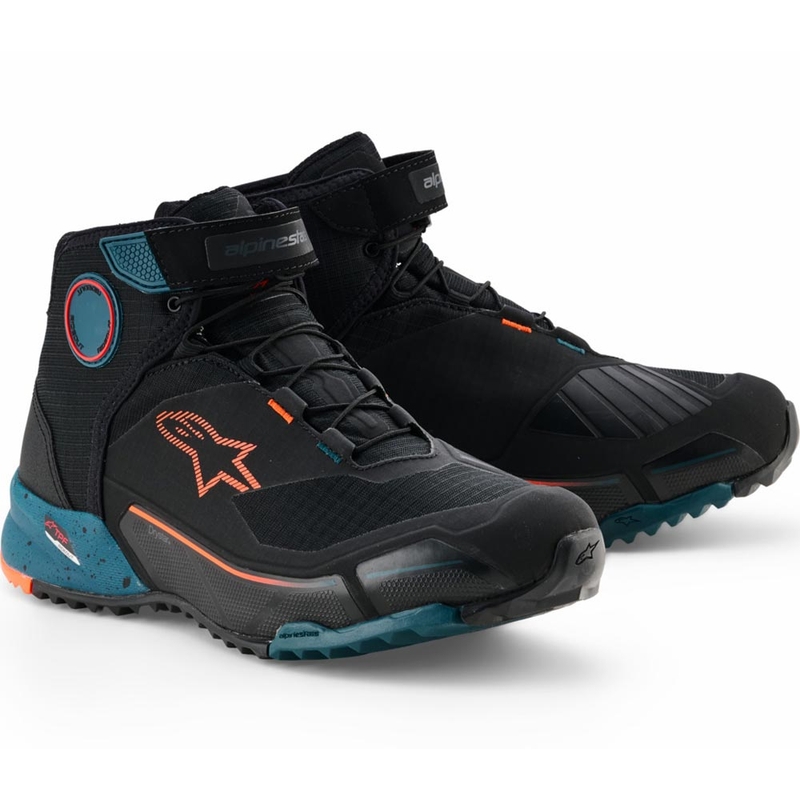 Alpinestars CR-X Drystar motoros cipő fekete-kék-fluo narancssárga