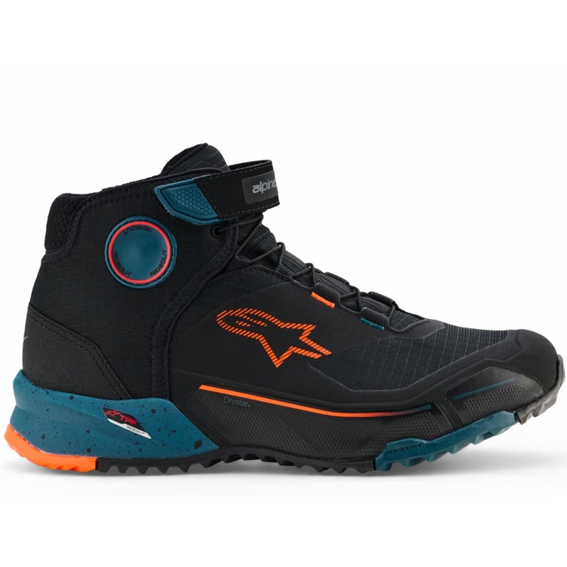 Alpinestars CR-X Drystar motoros cipő fekete-kék-fluo narancssárga