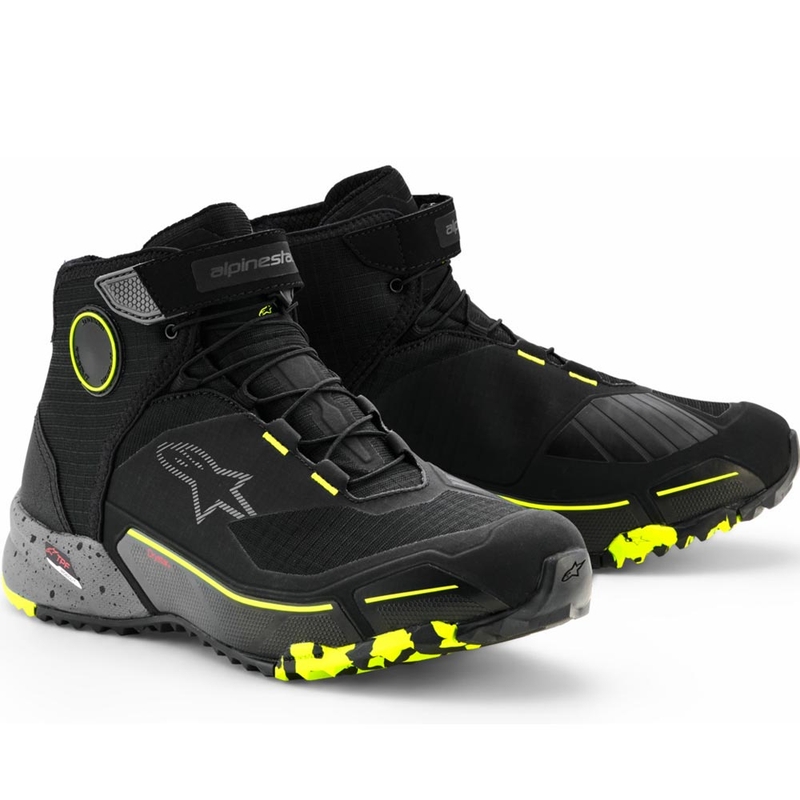Alpinestars CR-X Drystar motoros cipő fekete-sötétszürke-fluo sárga