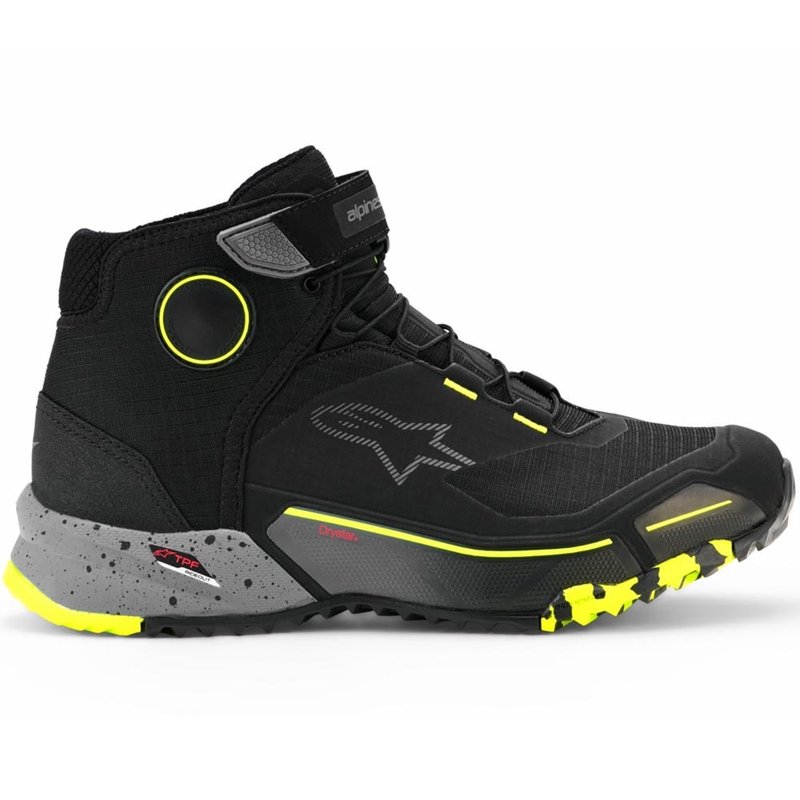 Alpinestars CR-X Drystar motoros cipő fekete-sötétszürke-fluo sárga