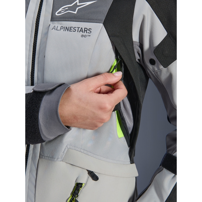 Alpinestars Stella Andes V4 Drystar női motoros kabát sötétszürke-világosszürke-fekete-fluo sárga
