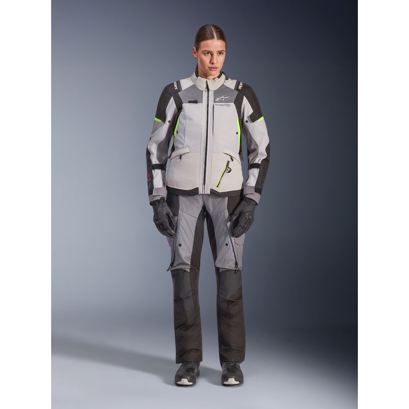 Alpinestars Stella Andes V4 Drystar női motoros kabát sötétszürke-világosszürke-fekete-fluo sárga