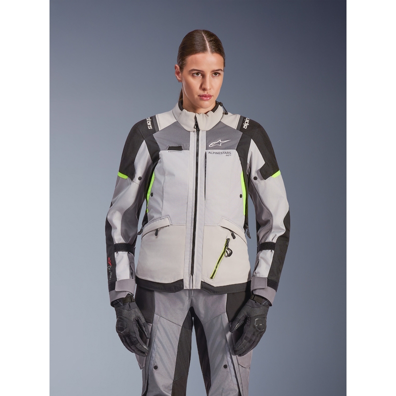 Alpinestars Stella Andes V4 Drystar női motoros kabát sötétszürke-világosszürke-fekete-fluo sárga