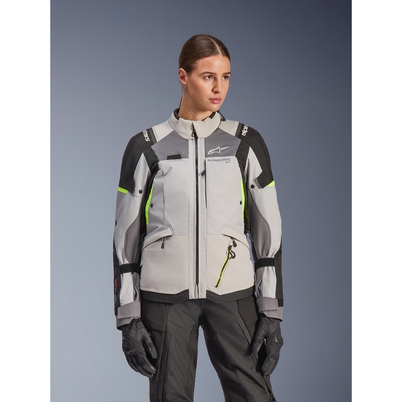 Alpinestars Stella Andes V4 Drystar női motoros kabát sötétszürke-világosszürke-fekete-fluo sárga