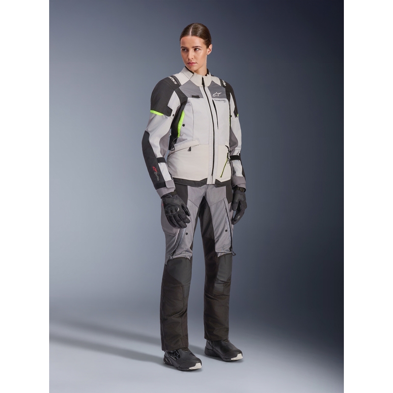 Alpinestars Stella Andes V4 Drystar női motoros kabát sötétszürke-világosszürke-fekete-fluo sárga