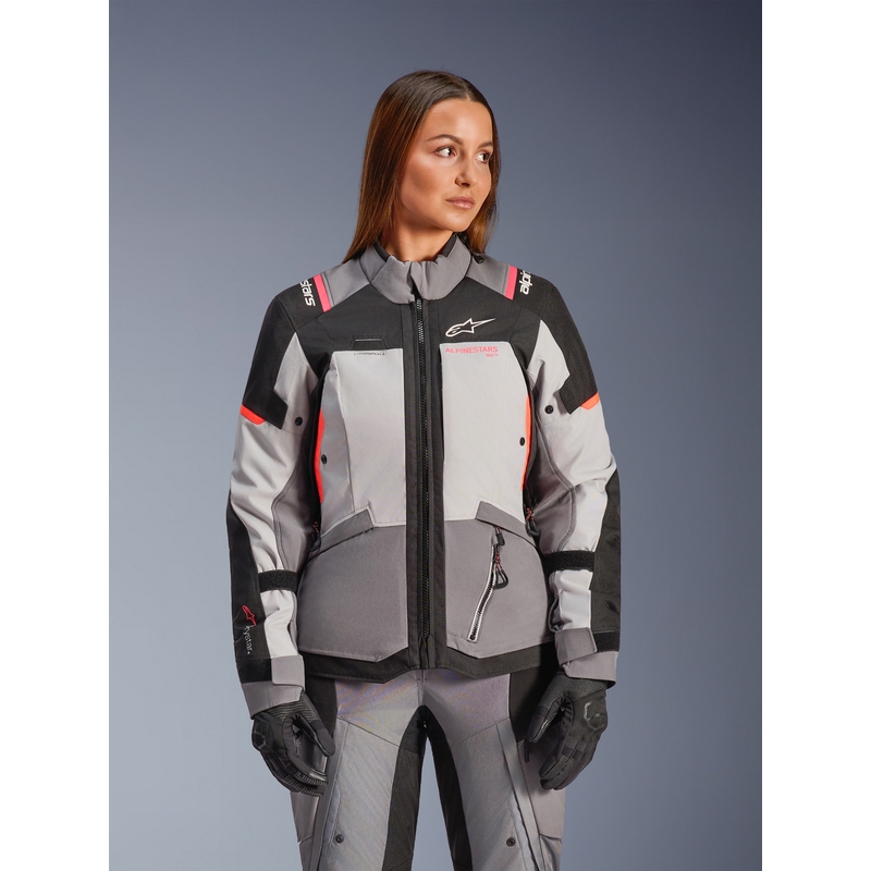 Alpinestars Stella Andes V4 Drystar női motoros kabát sötétszürke-világosszürke-fekete-piros
