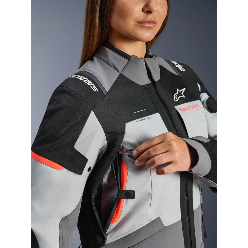 Alpinestars Stella Andes V4 Drystar női motoros kabát sötétszürke-világosszürke-fekete-piros